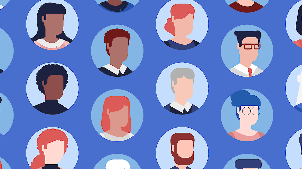 illustration of office workers' faces