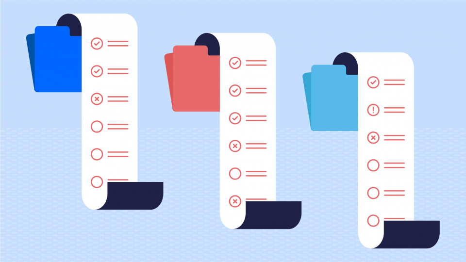 an illustration of three folders containing documents