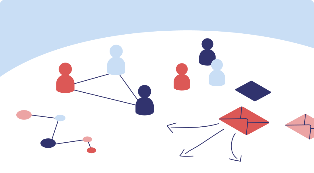 Icons representing different groups of people, teams, or departments